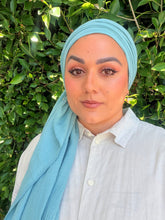Cotton Gauze Long Wrap - Cyan-Long Wrap-The Little Tichel Lady
