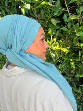 Cotton Gauze Long Wrap - Cyan-Long Wrap-The Little Tichel Lady
