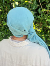 Cotton Gauze Long Wrap - Cyan-Long Wrap-The Little Tichel Lady