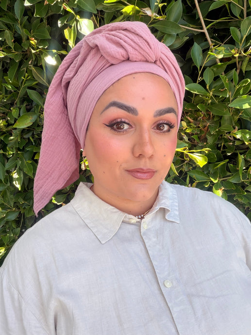 Cotton Gauze Long Wrap - Mauve-Long Wrap-The Little Tichel Lady