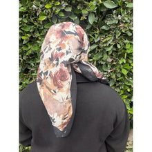Spiced Petals Waffle Print Square Tichel - Neutral/Black-Squares-The Little Tichel Lady