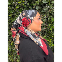 Spiced Petals Waffle Print Square Tichel - Burgundy/Black-Squares-The Little Tichel Lady
