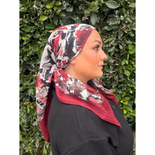 Spiced Petals Waffle Print Square Tichel - Burgundy/White-Squares-The Little Tichel Lady