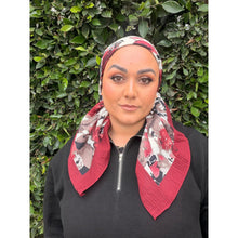 Spiced Petals Waffle Print Square Tichel - Burgundy/White-Squares-The Little Tichel Lady