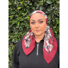 Spiced Petals Waffle Print Square Tichel - Burgundy/White-Squares-The Little Tichel Lady