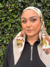 Spiced Petals Waffle Print Square Tichel - Olive/Neutral-Squares-The Little Tichel Lady