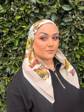 Spiced Petals Waffle Print Square Tichel - Olive/Neutral-Squares-The Little Tichel Lady