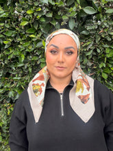 Spiced Petals Waffle Print Square Tichel - Olive/Neutral-Squares-The Little Tichel Lady