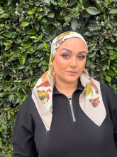 Spiced Petals Waffle Print Square Tichel - Olive/Neutral-Squares-The Little Tichel Lady