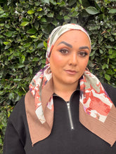 Spiced Petals Waffle Print Square Tichel - Purple/Neutral-Squares-The Little Tichel Lady