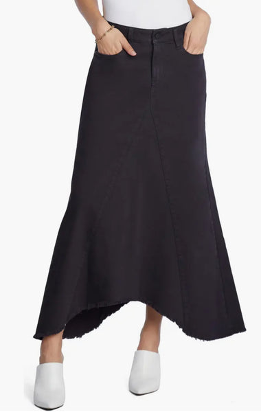 Classic Denim Midi Skirt - True Black