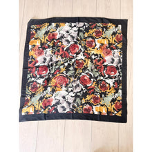 Spiced Petals Waffle Print Square Tichel - Black/Multi-Squares-The Little Tichel Lady