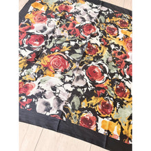 Spiced Petals Waffle Print Square Tichel - Black/Multi-Squares-The Little Tichel Lady