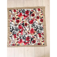 Spiced Petals Waffle Print Square Tichel - Neutral/Burgundy-Squares-The Little Tichel Lady