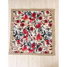 Spiced Petals Waffle Print Square Tichel - Neutral/Burgundy-Squares-The Little Tichel Lady