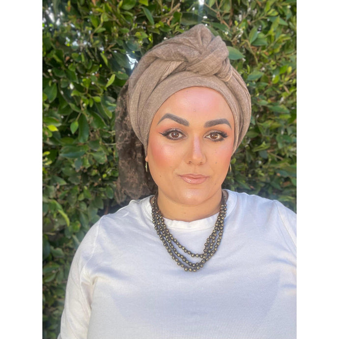Israeli Arabesque Wrap - Brown-Long Wrap-The Little Tichel Lady