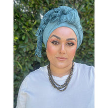 Israeli Arabesque Wrap - Turquoise-Long Wrap-The Little Tichel Lady