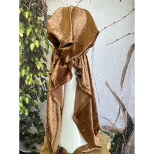 Crushed Velvet Stretchy Pretied, Honey, w/ Long Tails + Velvet Band/Adjustable-Pretieds-The Little Tichel Lady