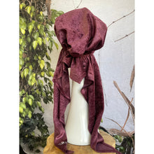 Crushed Velvet Stretchy Pretied, Merlot, w/ Long Tails + Velvet Band/Adjustable-Pretieds-The Little Tichel Lady