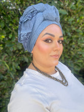 Israeli Arabesque Wrap - Blue-Long Wrap-The Little Tichel Lady