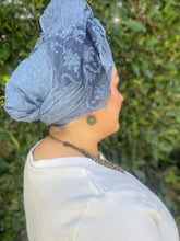 Israeli Arabesque Wrap - Blue-Long Wrap-The Little Tichel Lady