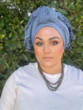 Israeli Arabesque Wrap - Blue-Long Wrap-The Little Tichel Lady