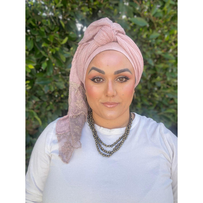 Israeli Arabesque Wrap - Pink-Long Wrap-The Little Tichel Lady