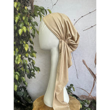 Faux Suede Stretchy Pretied, Linen, w/ Long Tails + Velvet Band/Adjustable-Pretieds-The Little Tichel Lady