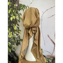 Faux Suede Stretchy Pretied, Sand, w/ Long Tails + Velvet Band/Adjustable-Pretieds-The Little Tichel Lady