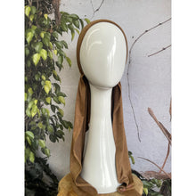 Faux Suede Stretchy Pretied, Caramel, w/ Long Tails + Velvet Band/Adjustable-Pretieds-The Little Tichel Lady