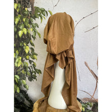 Faux Suede Stretchy Pretied, Caramel, w/ Long Tails + Velvet Band/Adjustable-Pretieds-The Little Tichel Lady