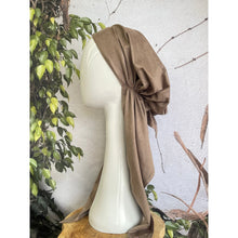 Faux Suede Stretchy Pretied, Fawn, w/ Long Tails + Velvet Band/Adjustable-Pretieds-The Little Tichel Lady