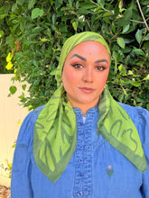 Floral Muse Print Square Tichel - Lime/Olive-square-The Little Tichel Lady