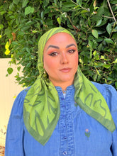 Floral Muse Print Square Tichel - Lime/Olive-square-The Little Tichel Lady