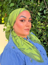 Floral Muse Print Square Tichel - Lime/Olive-square-The Little Tichel Lady