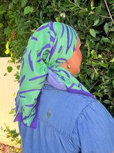 Floral Muse Print Square Tichel - Green/Purple-square-The Little Tichel Lady