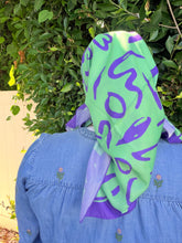 Floral Muse Print Square Tichel - Green/Purple-square-The Little Tichel Lady