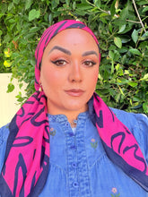 Floral Muse Print Square Tichel - Pink/Navy-square-The Little Tichel Lady