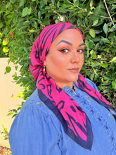 Floral Muse Print Square Tichel - Pink/Navy-square-The Little Tichel Lady