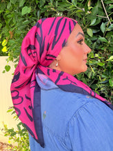 Floral Muse Print Square Tichel - Pink/Navy-square-The Little Tichel Lady