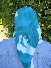 Petal Pop Print Square Tichel - Teal/Blue-square-The Little Tichel Lady