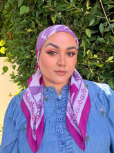 Petal Pop Print Square Tichel - Purple/Fuchsia-square-The Little Tichel Lady