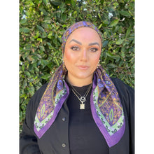 Paisley Print Square Tichel - Purple/Green-Squares-The Little Tichel Lady