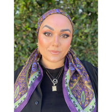 Paisley Print Square Tichel - Purple/Green-Squares-The Little Tichel Lady