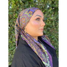 Paisley Print Square Tichel - Purple/Green-Squares-The Little Tichel Lady