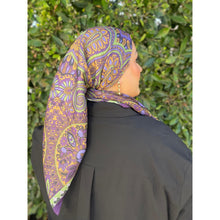 Paisley Print Square Tichel - Purple/Green-Squares-The Little Tichel Lady