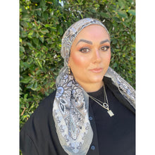 Paisley Print Square Tichel - Neutral/Sage-Squares-The Little Tichel Lady