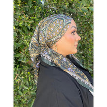 Paisley Print Square Tichel - Deep Green/Golden-Squares-The Little Tichel Lady