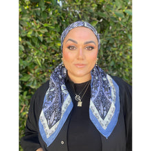 Paisley Print Square Tichel - Periwinkle/Black-Squares-The Little Tichel Lady