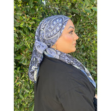 Paisley Print Square Tichel - Periwinkle/Black-Squares-The Little Tichel Lady